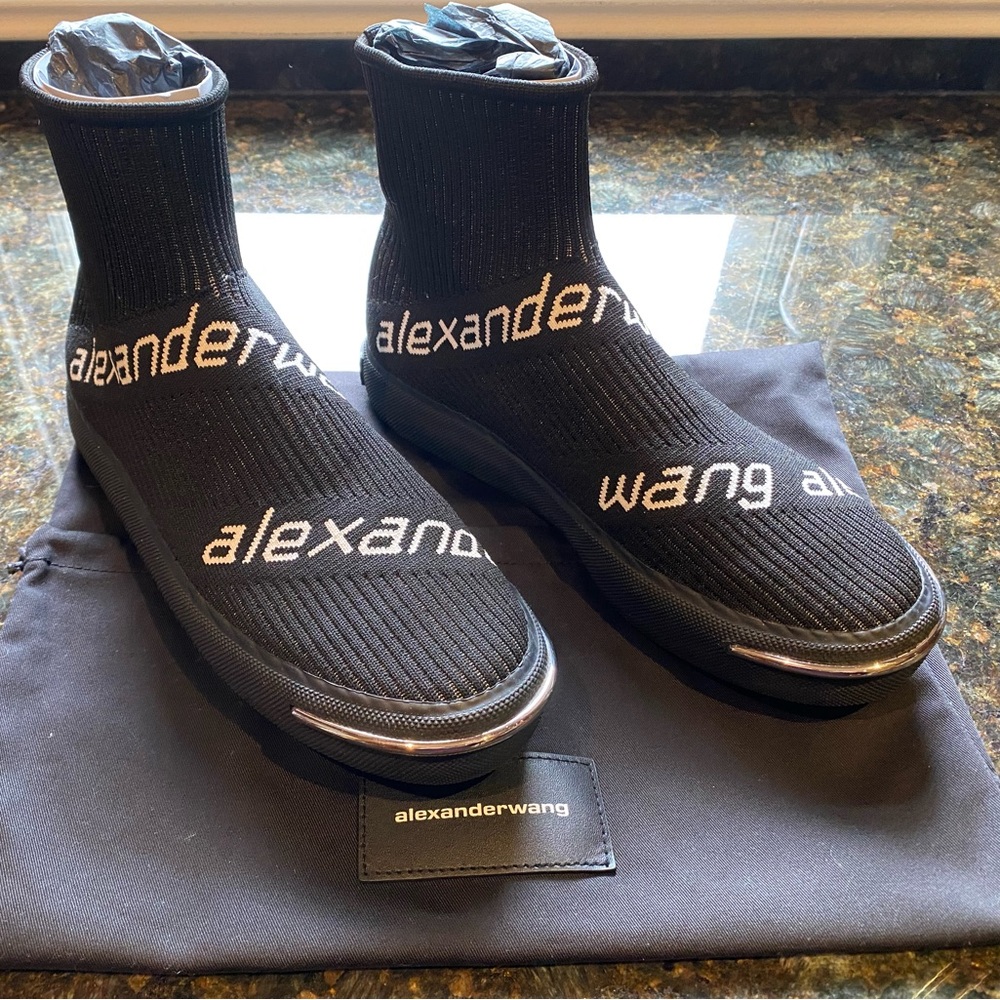 Alexander Wang Black Sock Sneaker/Boot With White